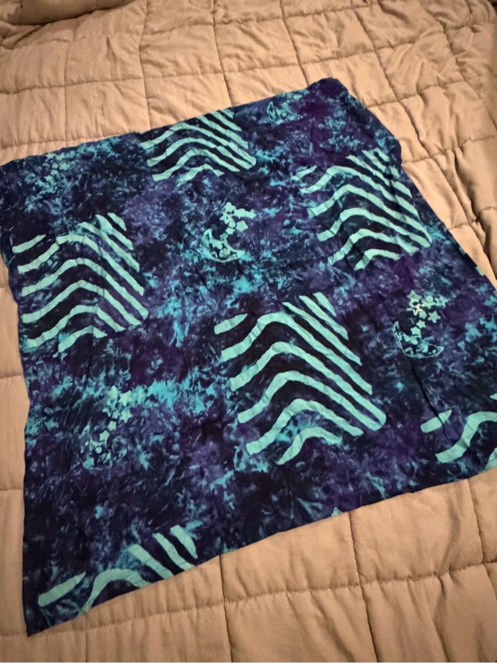 Blue & Teal Abstract Square Scarf - Lightweight Women's Wrap